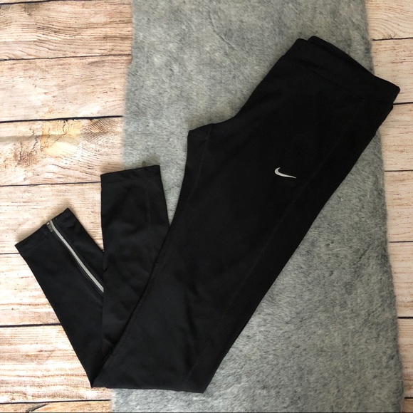 nike dri fit running leggings with zipper ankle